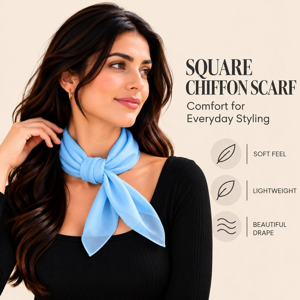WESTEND CHOICE Square Chiffon Scarves Women's Neck Scarf 50s Retro Bandana