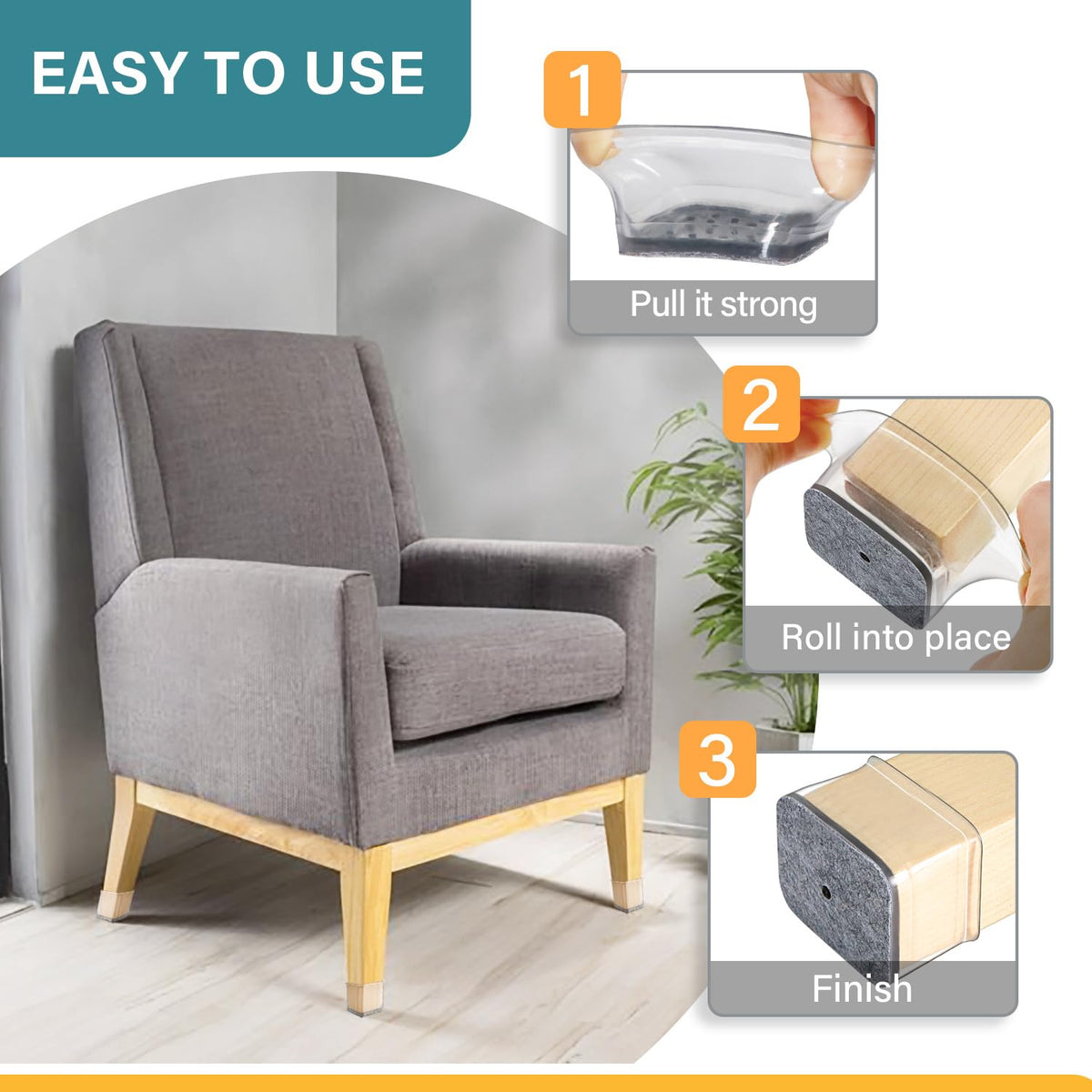 Ansible 24 Pcs Chair Leg Floor Protectors Round
