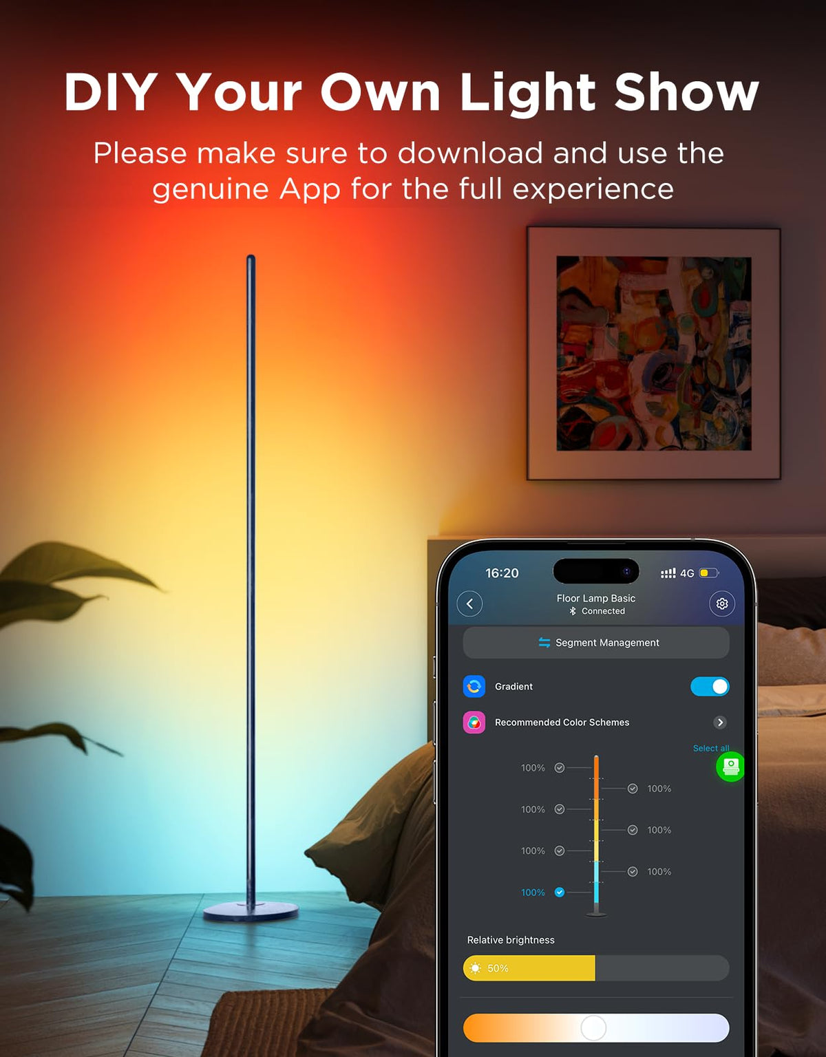 Govee RGBIC Floor Lamp Basic, 1000lm LED Corner Lamp, Black