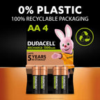 DURACELL AA Rechargeable Batteries (4 Pack) 1.2V, 2500 mAh NiMH