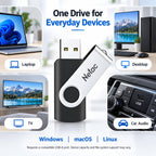 Netac 64GB USB 3.2 Flash Drive, High Speed Swivel Design Memory Stick,Up to 90/30 MB/s(R/W) Pen Drive, Thumb Drive for Data Storage, Zip Drive and jump Drive with LED Light