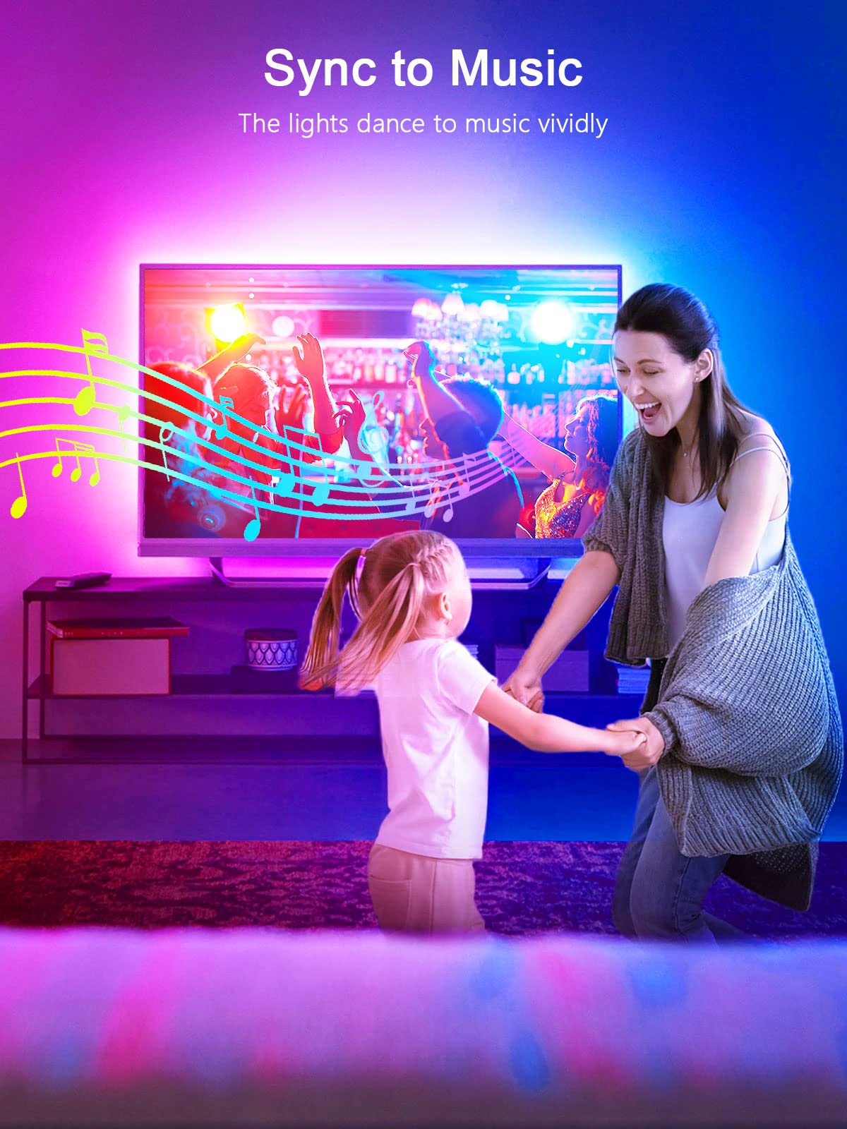 KANTUTOE TV LED Backlight, 9.84ft LED Lights for 32-45 Inch TV, RGB TV Backlight with Remote, Music Sync Bluetooth APP Control Strip Lights USB Powered for Bedroom Gaming Room Decor