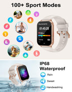 RUIMEN Smart Watch Answer Dial Call,Smart Watches for Women Men 1.85" HD Screen Fitness watch with SpO2 Heart Rate Sleep Monitor Step Counter Waterproof 100+ Sports Mode for Android iOS (2 Bands)