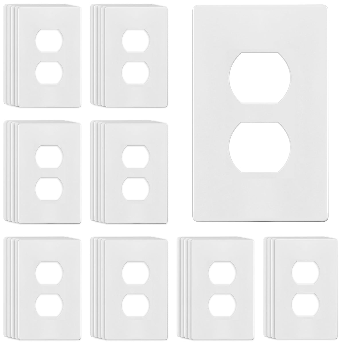 ENERLITES 10 Pack Outlet Covers Wall Plate for Duplex Receptacle, White