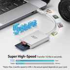 Acer USB-C SD Card Reader, High Speed Type-C Micro SD Card Adapter, USBC External Memory Card Reader SDXC, Micro SDXC Card, Compatible with MacBook Pro/Air, Acer Laptop, iPhone 16, Camera -Silver