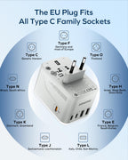 MOMAX Universal Travel Adapter 70W GaN Travel Plug Adapter for UK/EU/AU/US
