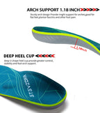 Plantar Fasciitis Arch Support Orthopedic Insoles Relieve Flat Feet Heel Pain Shock Absorption Comfortable Inserts(Size:UK-7,Length:10.25",Green)