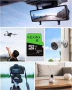 KEXIN Micro SD Card 64GB, MicroSDXC Memory Card UHS-3 Up to 85MB/s Read 30MB/s Write, Class 10 C10 U3 TF Card for Camera, Smartphone, Security System, Drone, Tablet (Black Green)