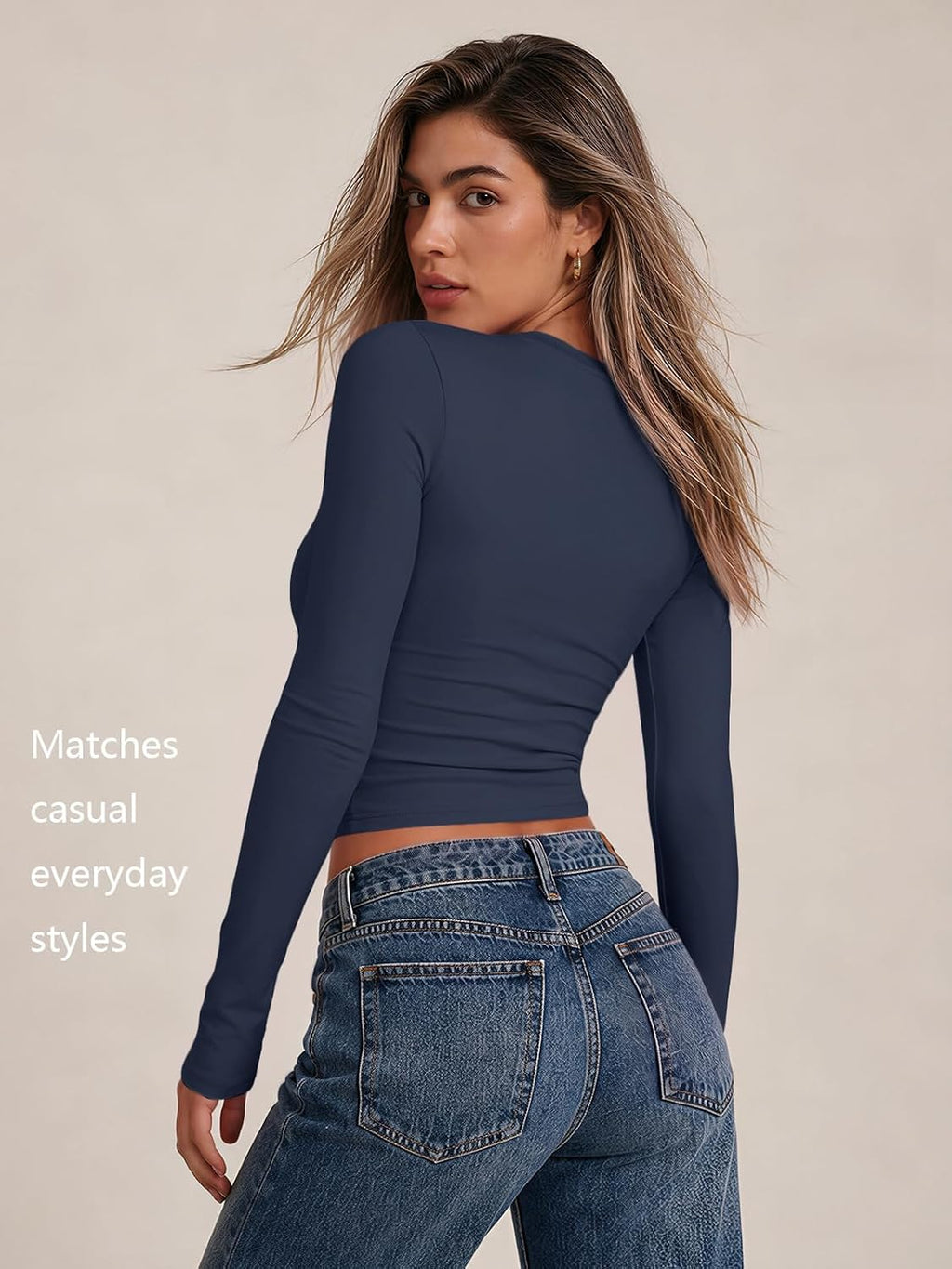 LILLUSORY Long Sleeve Tops Women Crew Neck Y2k T Shirts