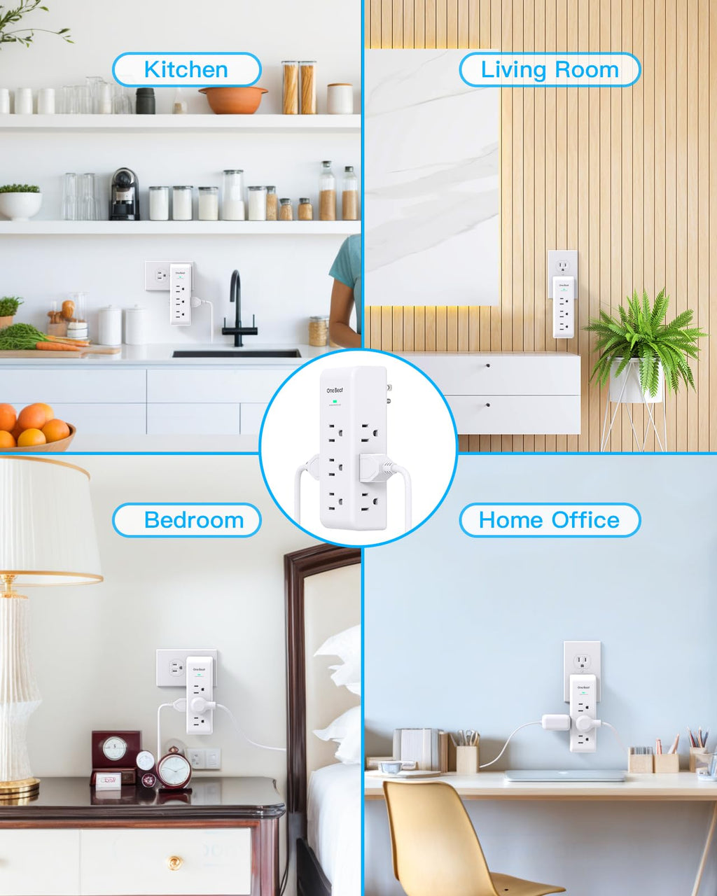 Surge Protector Outlet Extender with Rotating Plug, Multi Plug Wall Outlet