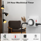 BN-LINK U47 Indoor Mini 24-Hour Mechanical Outlet Timer, 3-Prong, 2-Pack