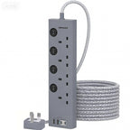 Extension Lead with USB Slots(2 USB C), 4 Way Plug Extension Socket, 1.8M