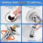 Bathroom Sink Drain Strainer,(2PCS) Pop-up Sink Drain Strainer with Removable Stainless Steel Strainer Basket Hair Catcher, Bathroom Sink Strainer for Bathroom Sink Stopper Replacement