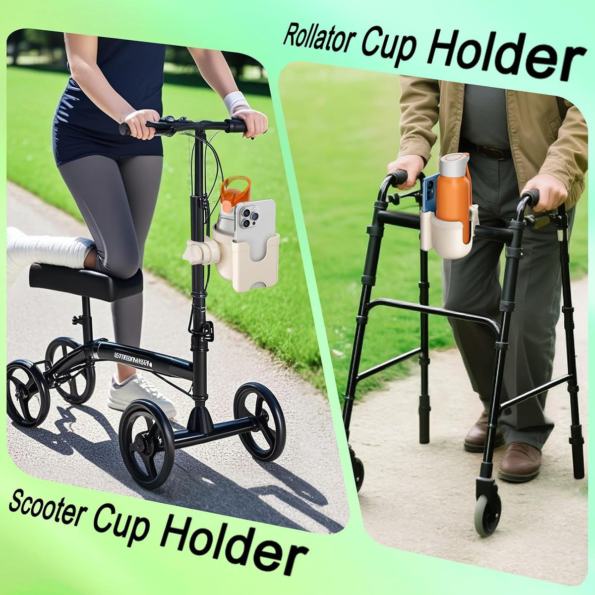 Wheelchair Cup Holder: Universal Cup Holder with Phone Holder for Pram Bike