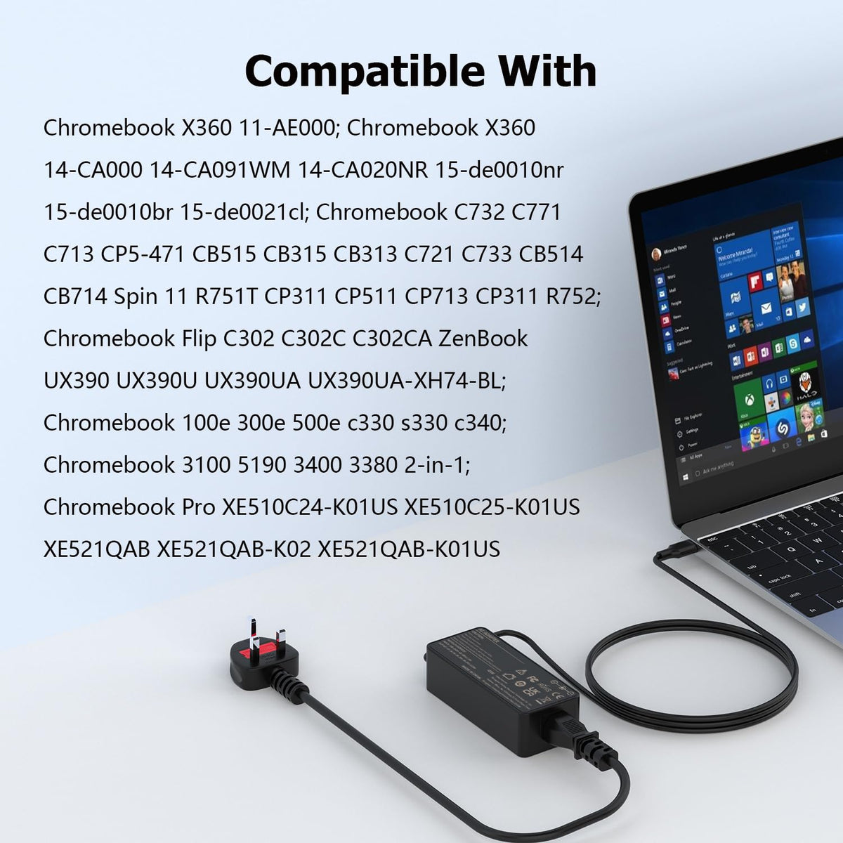 90W Laptop Charger Compatible with HP EliteBook Probook Pavilion Compaq