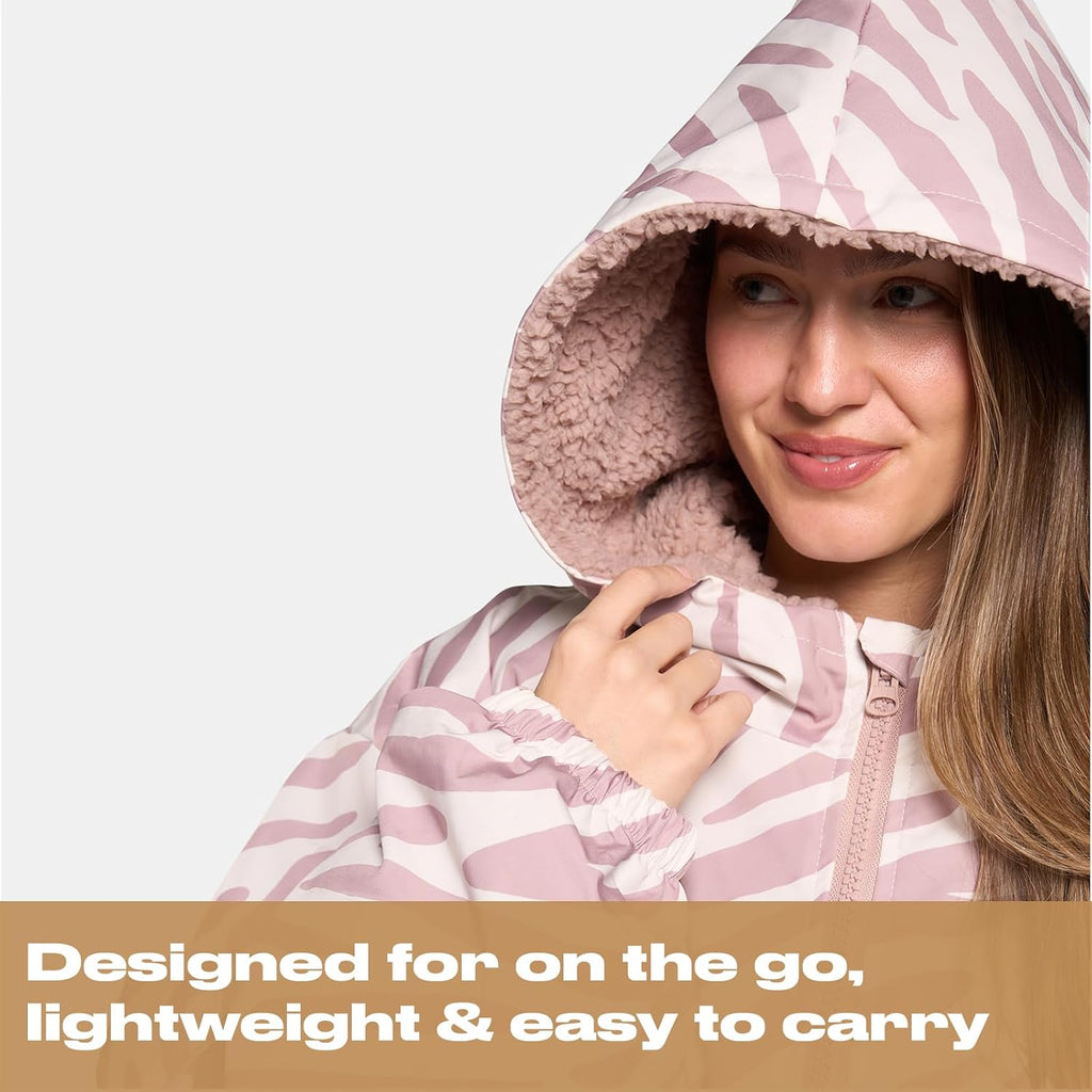 OHS Adults Drying Robe, Water-Resistant Changing Robe Gifts for Women Comfy Sherpa Privacy Robes for Women Men, Stay Dry Jacket Swimming Camping Drying Robes - S/M, L/XL