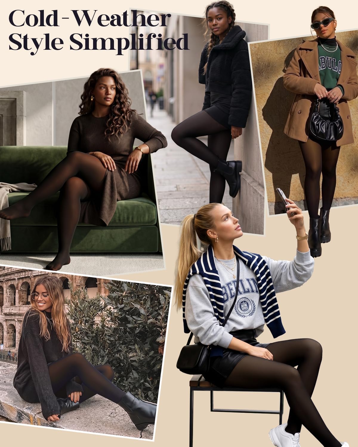 Fleece Lined Tights Leggings for Women, 230g Thick Thermal Tights