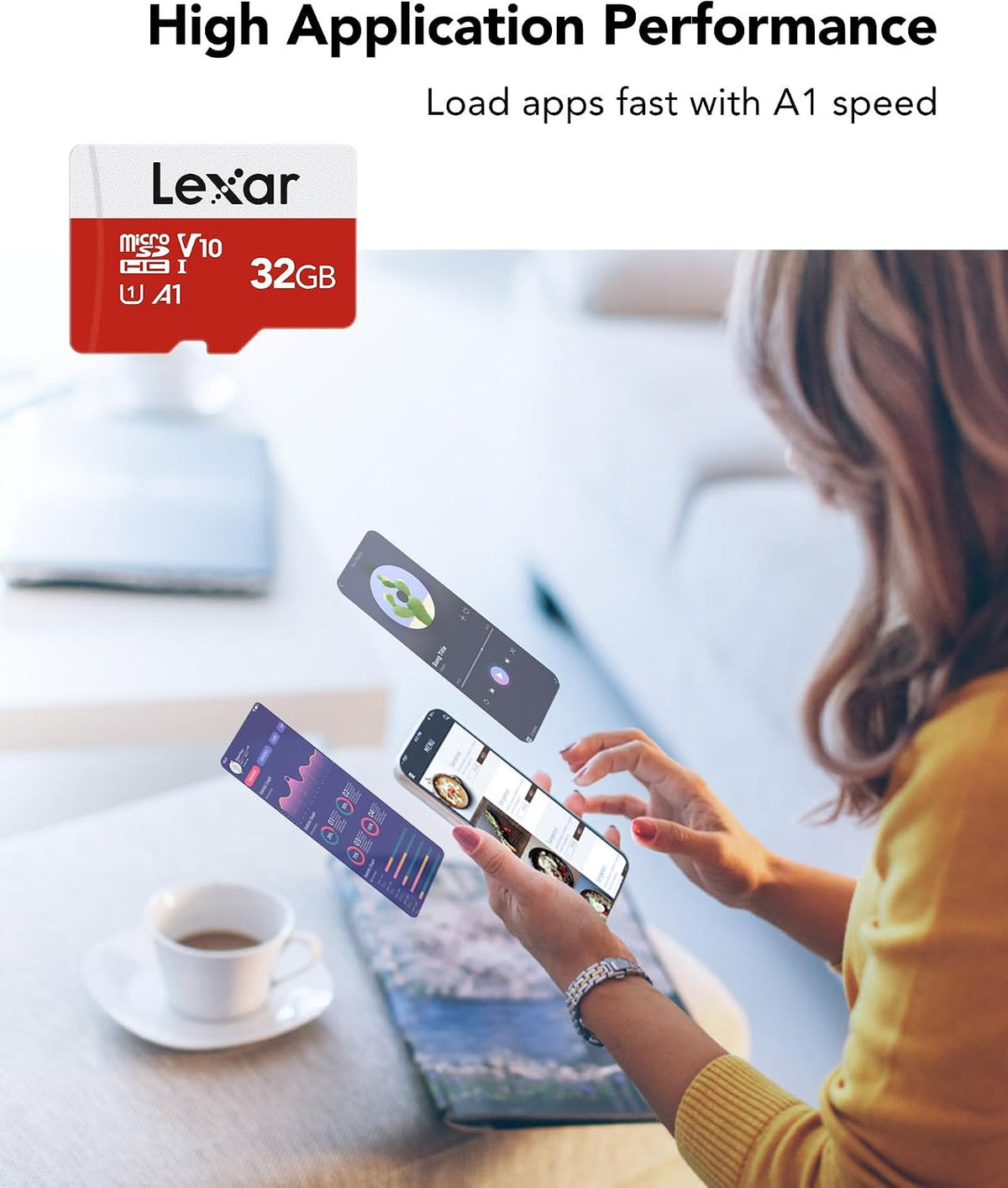 Lexar 32GB Micro SD Card E Series, microSDHC UHS-I Flash Memory Card with Adapter - Up to 100MB/s, A1, U1, Class10, V10, High Speed TF Card