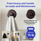 HOME SO Suction Cup Hooks for Shower & Bathroom Towel Holder 2-Pack Black