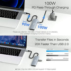 BENFEI USB-C Hub 5-in-1 with 4K HDMI, 3 USB-A 3.2 GEN2 10Gbps, 100W PD, Silicone Woven Cable, Aluminum Case, Compatible with MacBook, iPad, iPhone 15/16 Series