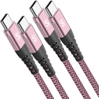 2-Pack 2m 60W USB C to USB C Charger Cable, PD Type C Super Fast Charging for iPhone 17 air 16 15 MacBook iPad Pro, Samsung Flip Fold 7 6 5 S26 S25 S24 S23 Ultra, Steam Deck, Nintendo Switch etc