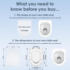 AQUALONA® Premium Thermoplastic Toilet Seat Soft Close Hardwearing Seat with Two Button Hinge Release D Shaped Easy to Clean Simple Installation Top and Bottom Fittings (Blue - D Shape)