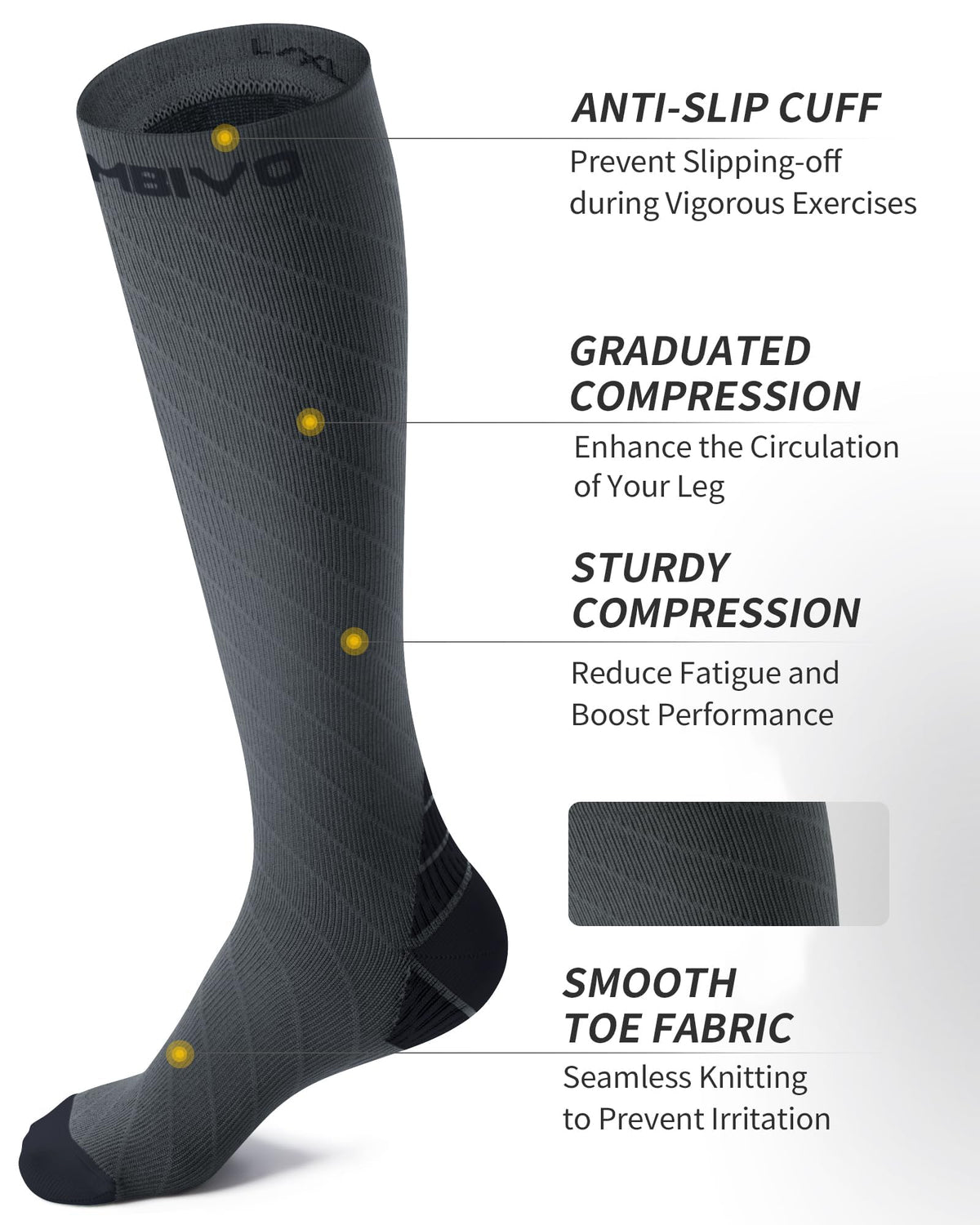 CAMBIVO Compression Socks for Women & Men 2 Pairs, Travel Flight Socks