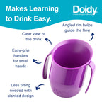 Doidy Cup, Open Cup for Training Baby 6 Months-3 Years, 200ml, Slanted Weaning Cup with Handles for Learning to Drink, BPA Free (Orange)