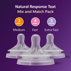 Philips Avent Natural Response Bottle Teat - 2 x Baby Bottle Flow 4 Teats for Babies Aged 3+ Months, BPA Free (Model SCY964/02)