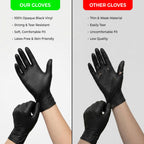 Black Vinyl Gloves, 100 Count, Powder Free & Latex Free, Multi-Purpose Black Disposable Gloves for Food Handling, Cooking, Cleaning & Medical Use (L, 100)
