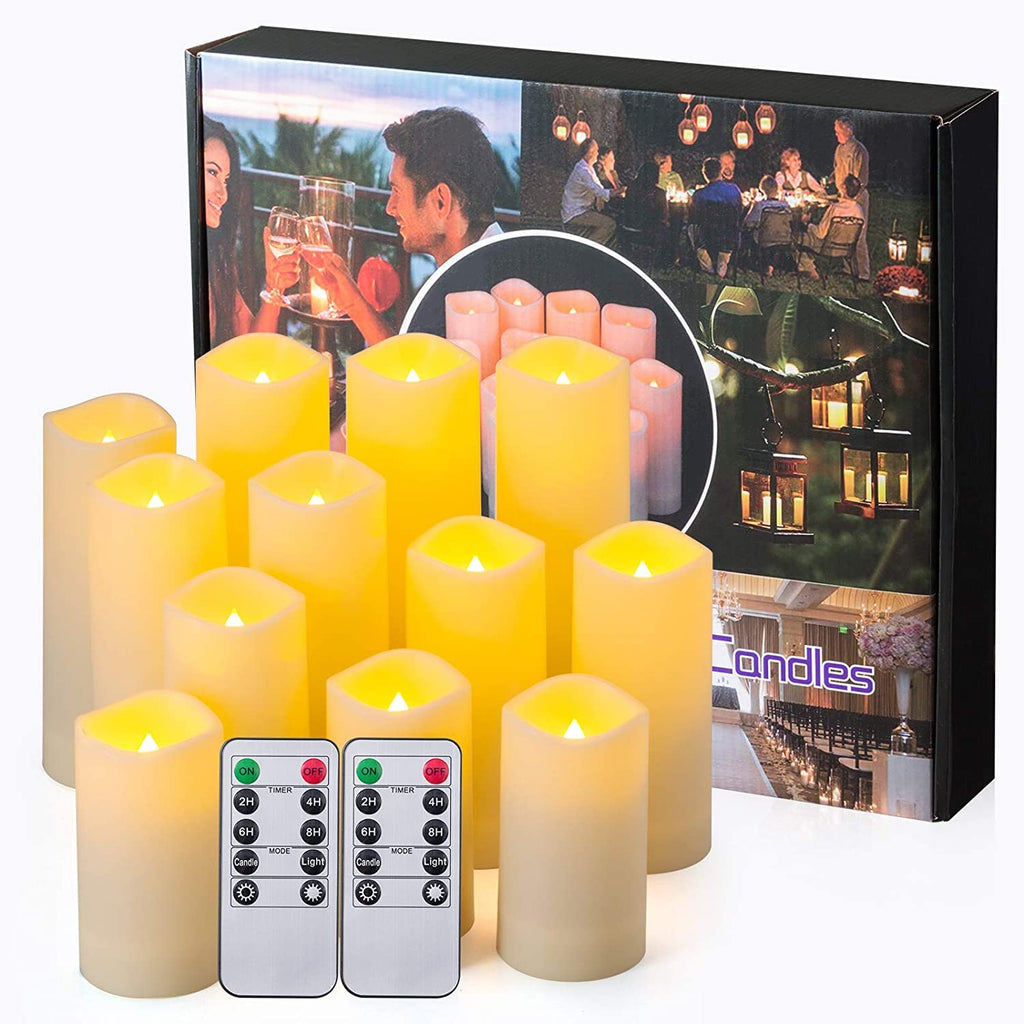 YOROXRG Solar flameless Candles Outdoor Waterproof,Dusk to Dawn Outdoor Lighting, Flickering fameless Reusable LED Light Candles for Lantern Garden Camping and Home Decor, 3D Wick (3"X6") Set of 2