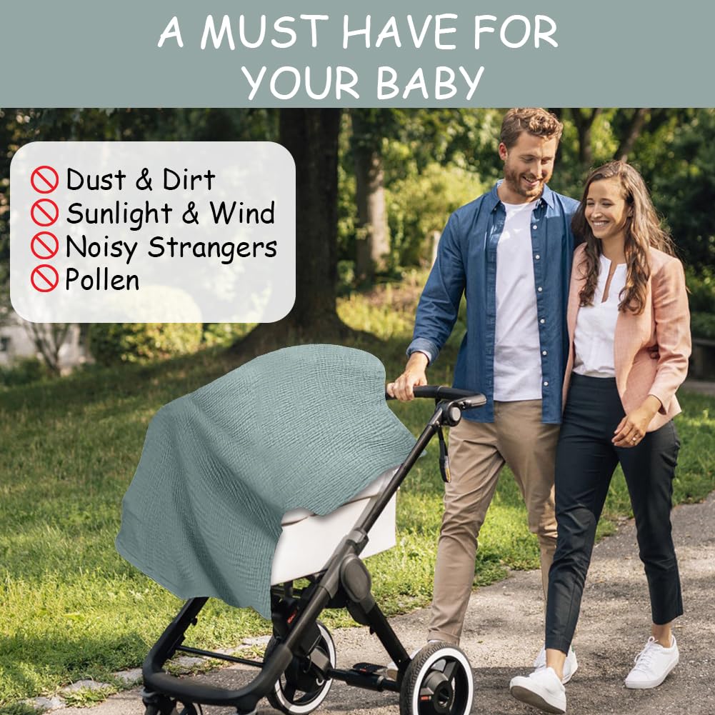 Aolso Breastfeeding Cover Nursing Cover, Muslin Cotton Soft Breathable Nursing Cover, Adjustable Strap Breast Feeding Coverall for Car Seat Blanket and Stroller Coverall (White-Bear)