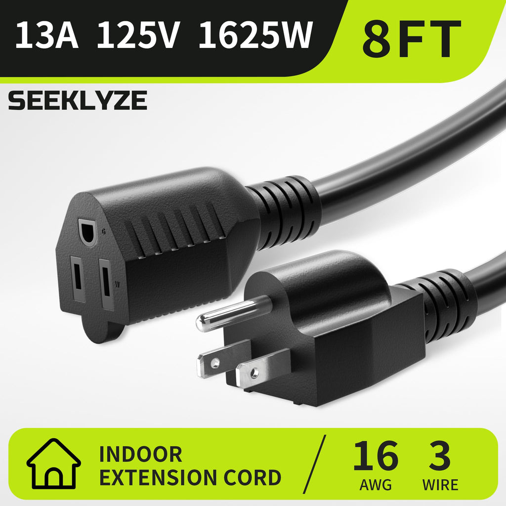 16/3 Black Extension Cord 6 FT Indoor, Short Extension Cord