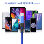 Ofuca USB C Charger Cable,3Pack 6FT/1.8M USB A to USB C Cable
