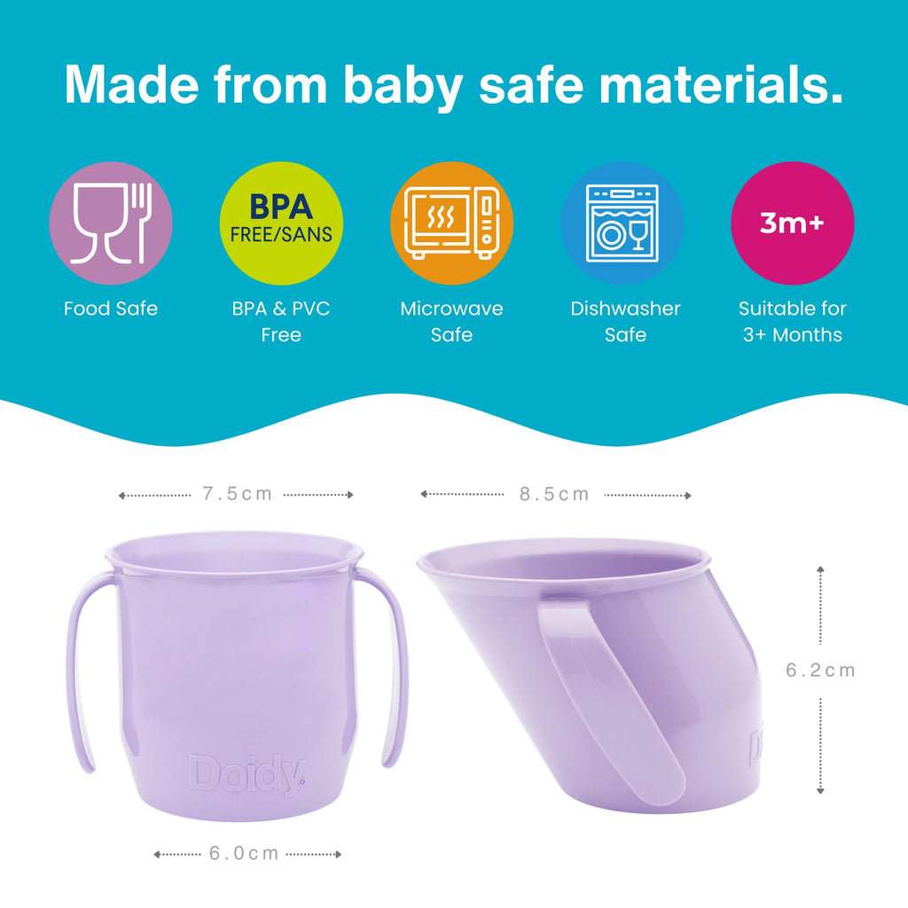 Doidy Cup, Open Cup for Training Baby 6 Months-3 Years, 200ml, Slanted Weaning Cup with Handles for Learning to Drink, BPA Free (Orange)