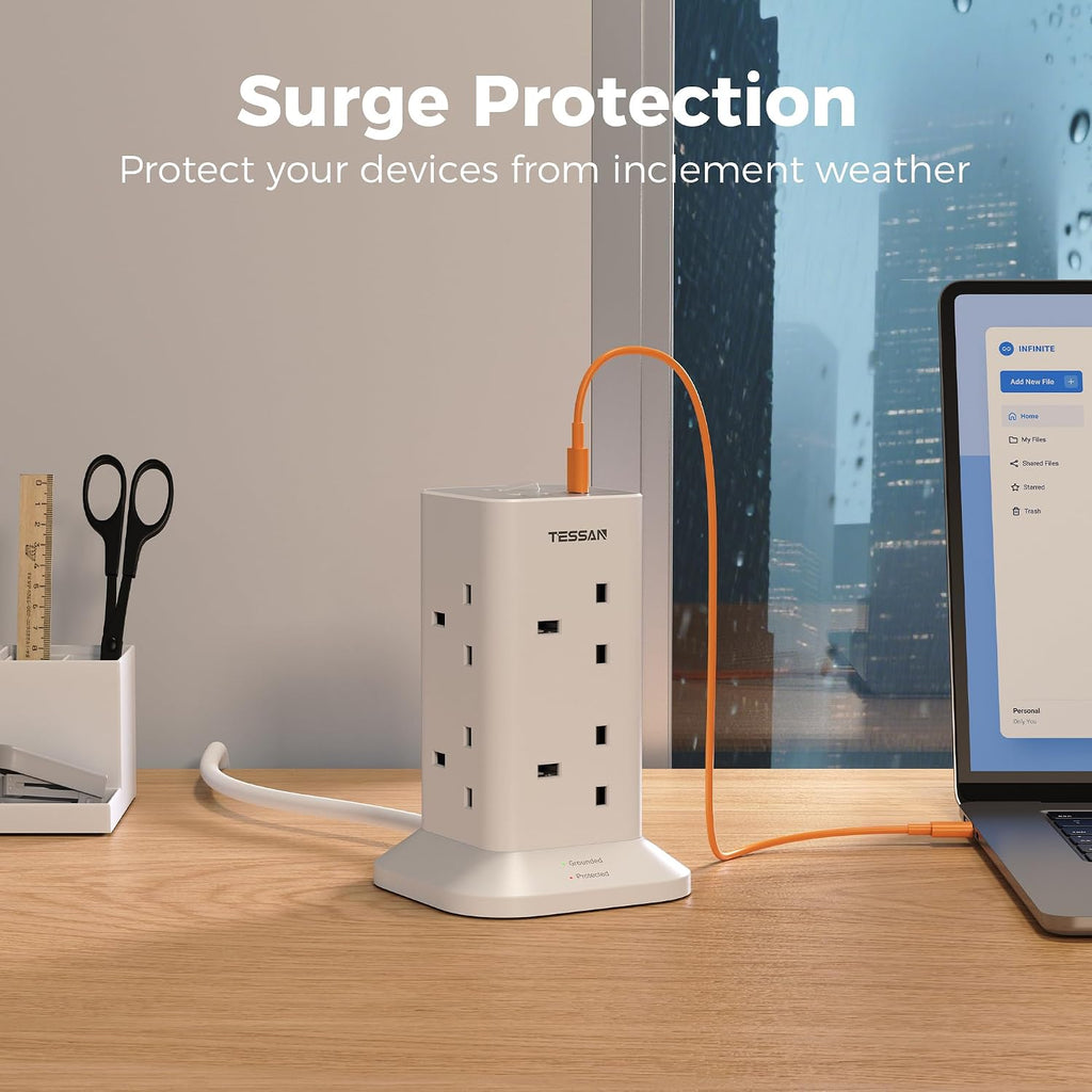 TESSAN Tower Extension Lead 5M with USB C Slots
