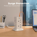 TESSAN Tower Black Extension Lead with USB C Slots