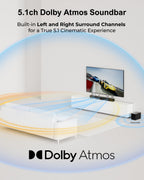 ULTIMEA 2.1ch Soundbar All-in-one, Built-in Subwoofer for TV