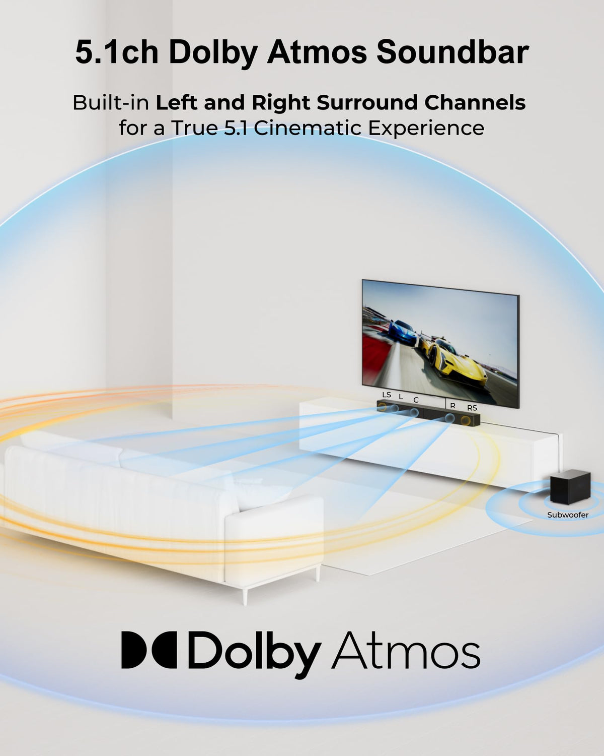 ULTIMEA 2.1ch Soundbar All-in-one, Built-in Subwoofer for TV