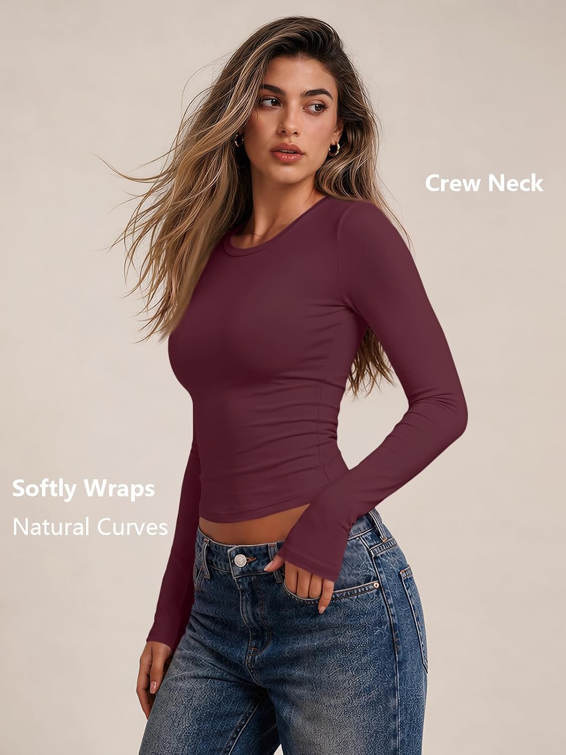 LILLUSORY Long Sleeve Tops Women Crew Neck Y2k T Shirts
