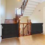 Retractable Mesh Baby & Dog Gate for Stairs, 86cm Tall x 140cm Wide, Black