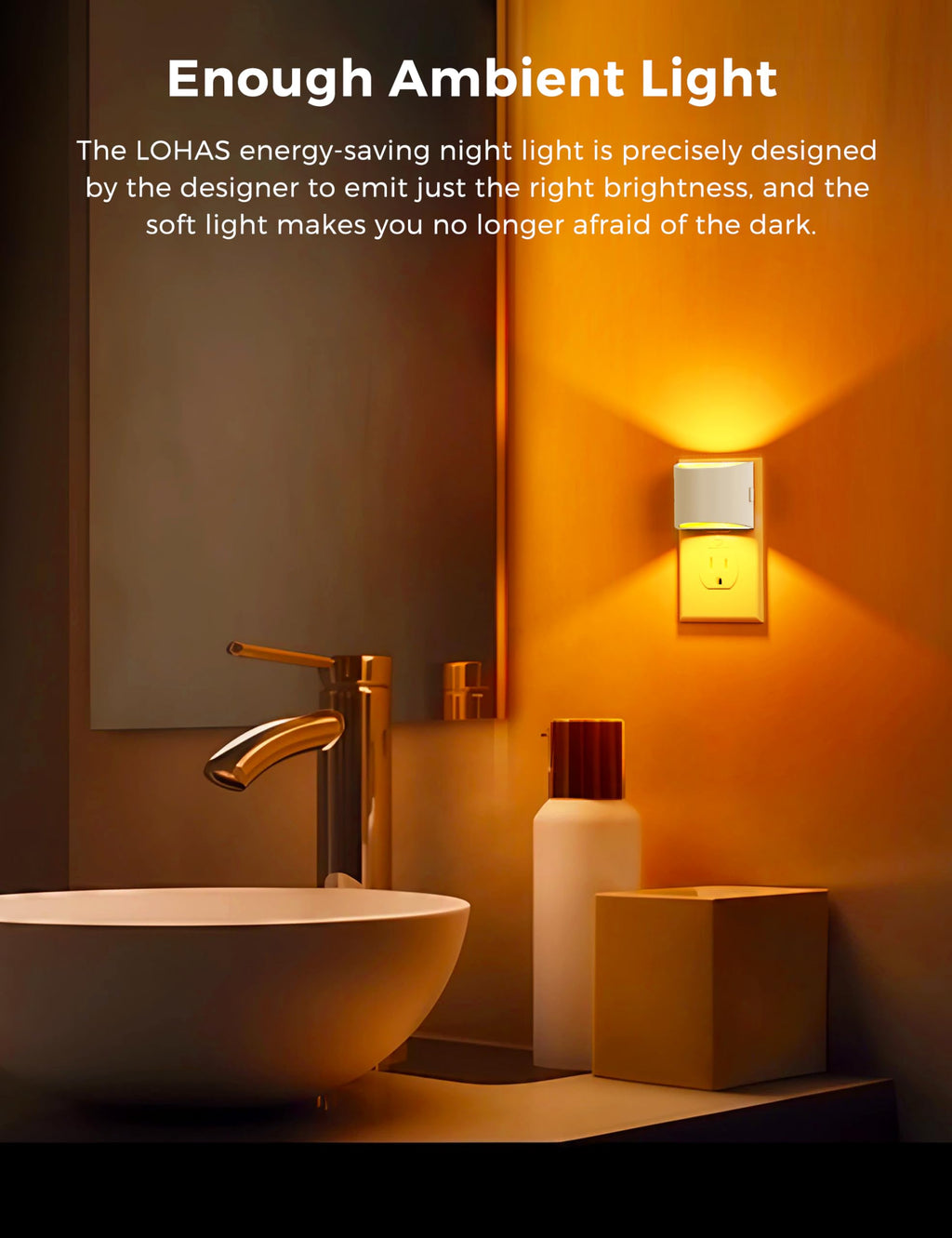 L LOHAS LED Night Lights Plug into Wall, Dimmable Night Light 2 Pack