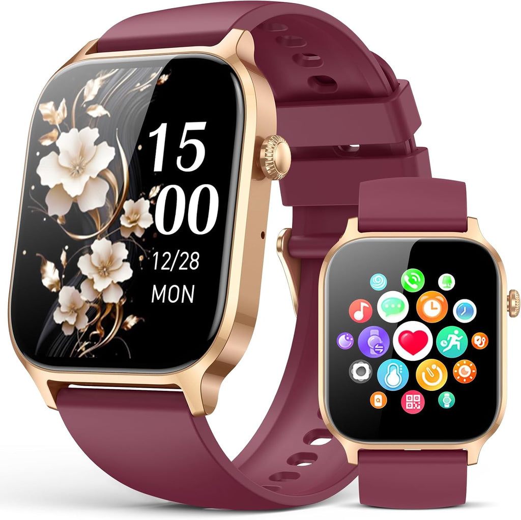 Smart Watch for Men Women- Answer/Make Call, 2026 IP68 Waterproof Fitness Tracker Watch with Sleep Step Counter Activity Smartwatch for Samsung Android iPhone iOS (Deep Burgundy, 1.83)