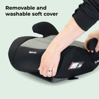 My Babiie MBCSB10 Booster Car Seat - Lightweight at 1kg, Approx. 6-12 Years (125-150cm, 22-36kg), R129, i-Size Backless Child Car Seat, Group 3, Compact, Portable, Ideal for Travel - Black