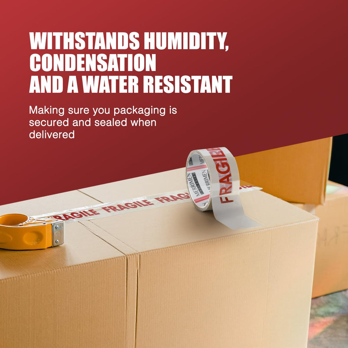 Merrimen Strong Heavy Duty Roll Pack Brown Packaging Tape, Secure Sticky Sealing Tape for Parcel Boxes, Moving Boxes, Large Postal Bags for Long Term Storage, (48MM x 66M) (3 rolls, Brown)