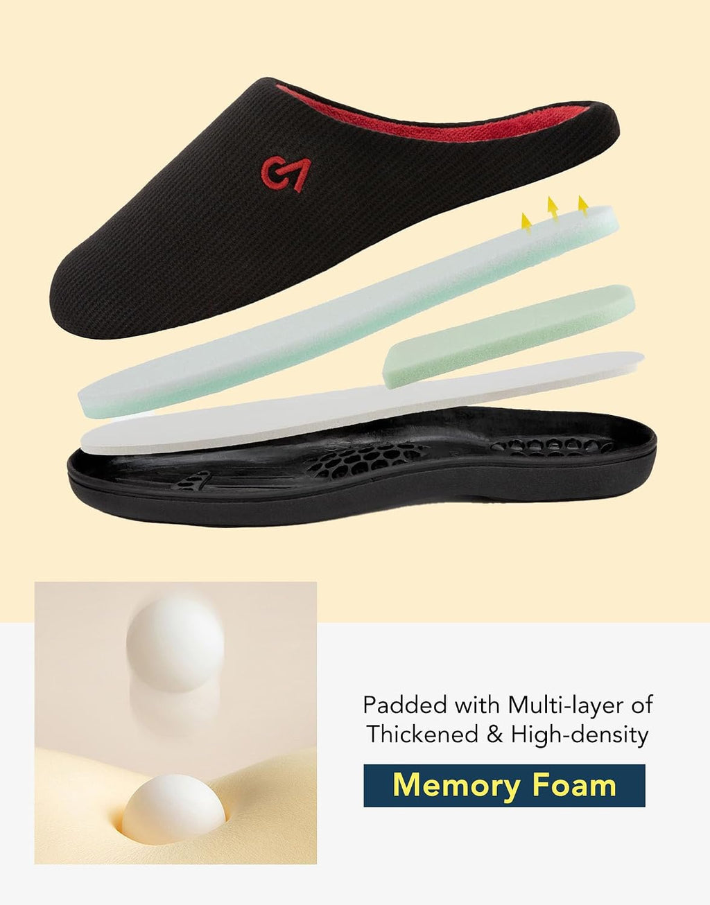 VeraCosy Men's Two-Tone Memory Foam Slippers