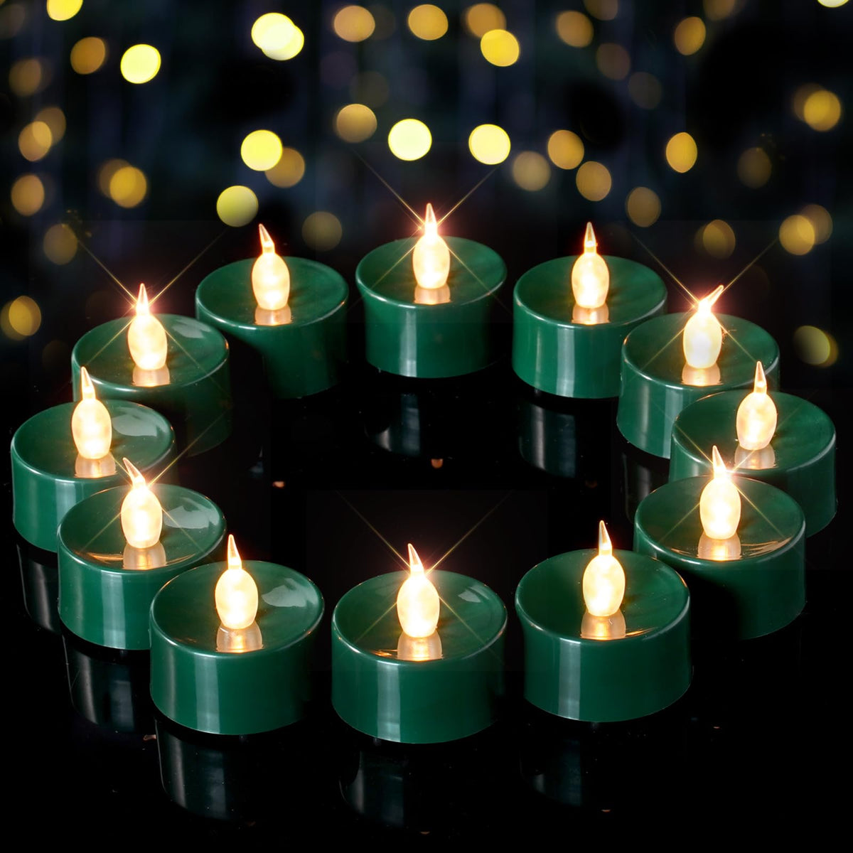 merrynights Flameless Candles, 24 Pack LED Tea Lights Candles Battery Operated, Last 200+ Hrs Flickering Tea Lights, Flameless Tealight Candles for Halloween Diwali Fall Christmas Wedding