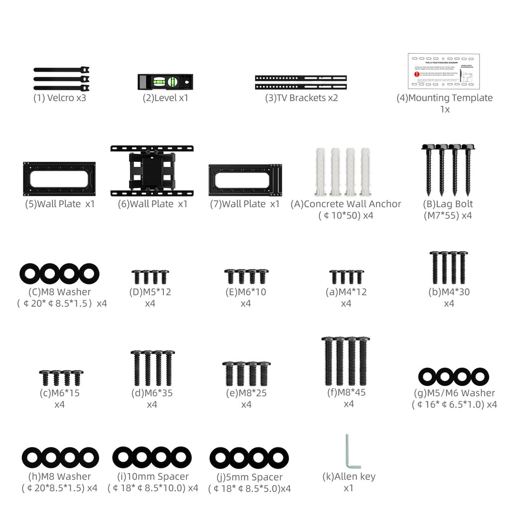 HOME VISION Heavy Duty Fixed TV Wall Bracket for 32-86 Inch Flat Screens