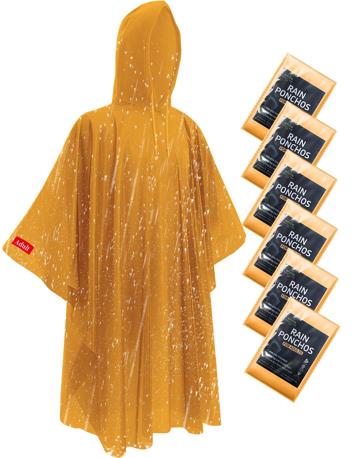 Hitituto Rain Ponchos for Adults - Extra Long Emergency Poncho with Hood, 6/12/24 Family Pack Raincoat, Home Survival Kits