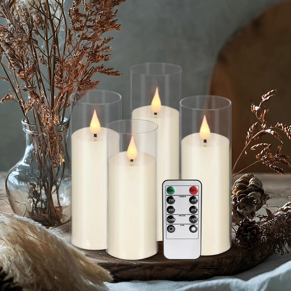 YOROXRG Solar flameless Candles Outdoor Waterproof,Dusk to Dawn Outdoor Lighting, Flickering fameless Reusable LED Light Candles for Lantern Garden Camping and Home Decor, 3D Wick (3"X6") Set of 2